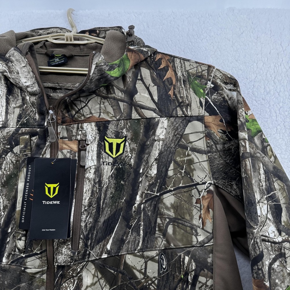 TideWe Jacket Mens 2XL Brown Camo INSULATED Softshell Hooded Waterproof Hunting - Picture 7 of 14
